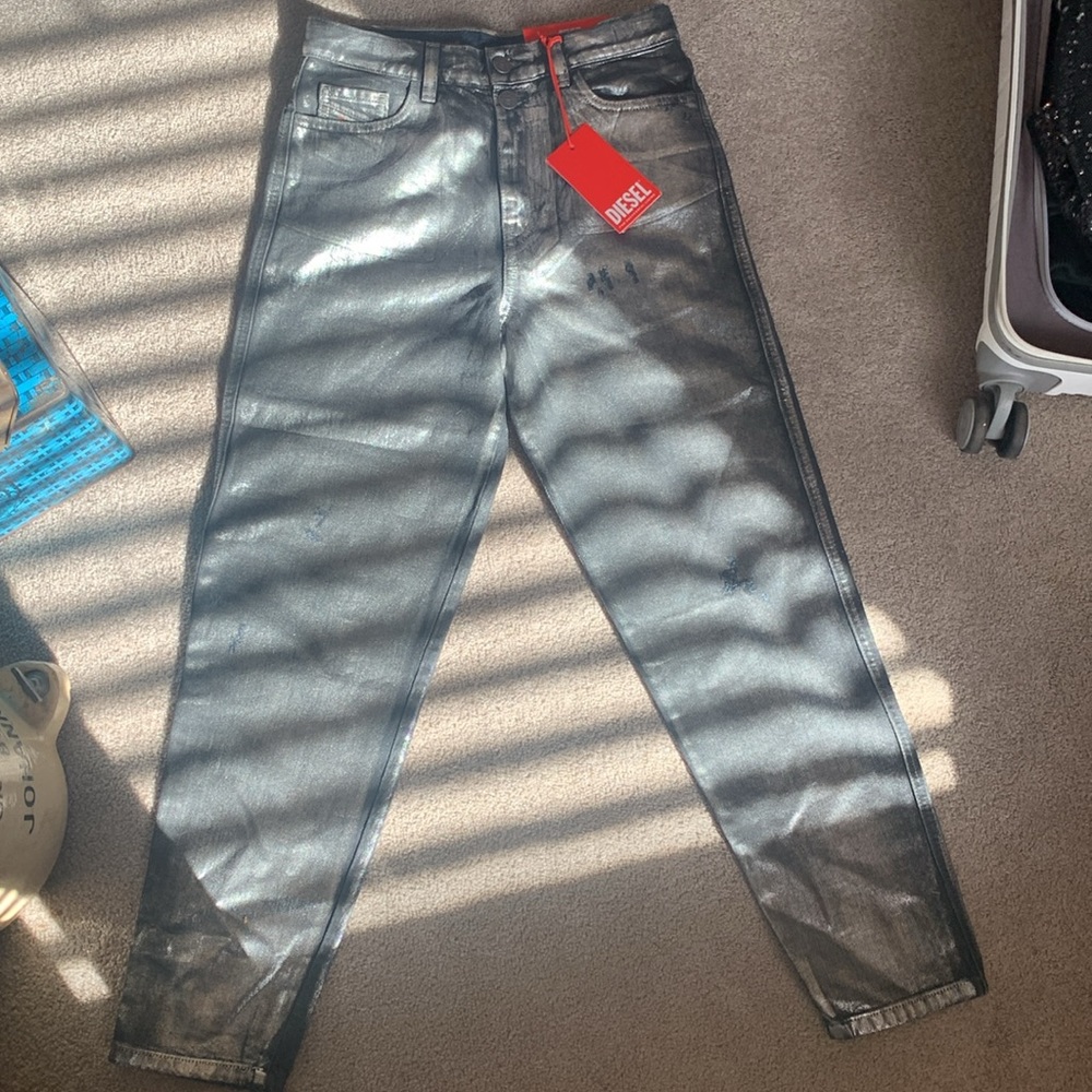 Diesel Alys-J Metallic Effect Straight Leg Jeans size 12y or womans s - Picture 9 of 10